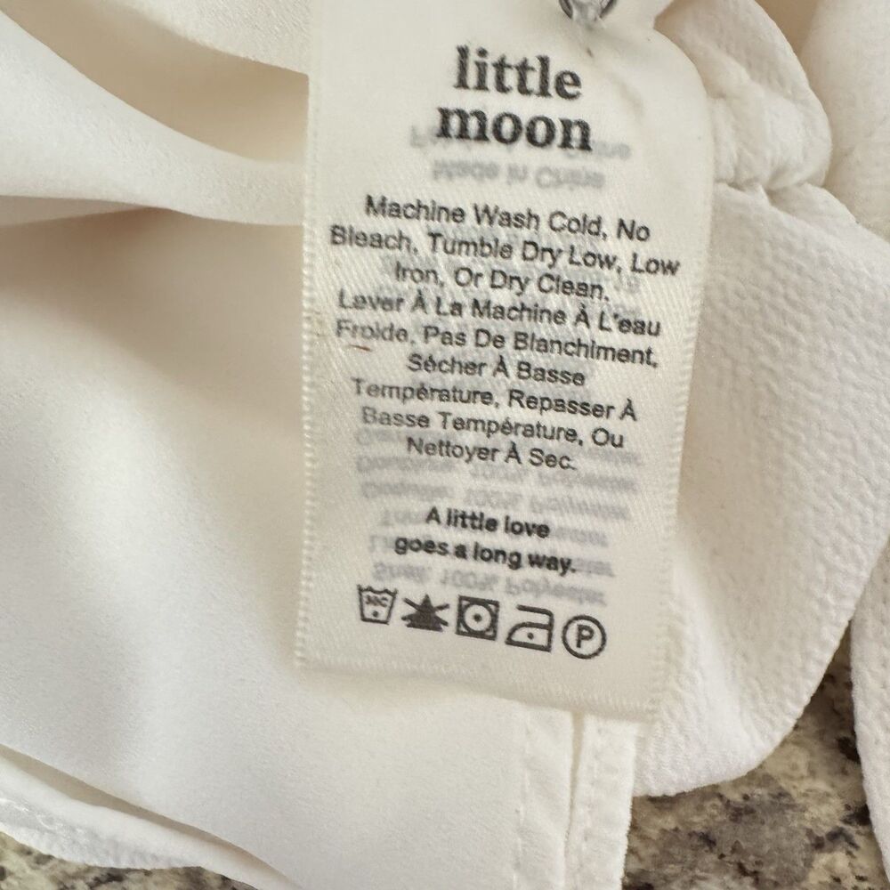 Aritzia Little Moon Dress Sz Large Ivory Stretch Waist Knee Length Quiet Luxury - Picture 13 of 16